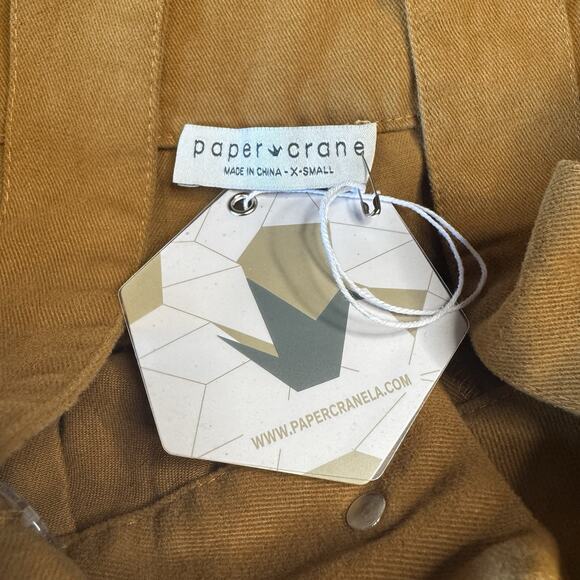 NWT Paper Crane Button Fly Wide Leg Camel Removable Suspender Strap Pants Sz XS - Picture 5 of 8